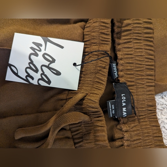 Lola May wide leg drawstring pants in brown - Picture 5 of 5